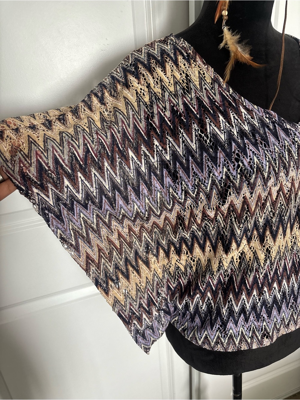 julie's closet Multicolor Chevron Top in Purple and Tan - Picture 8 of 9